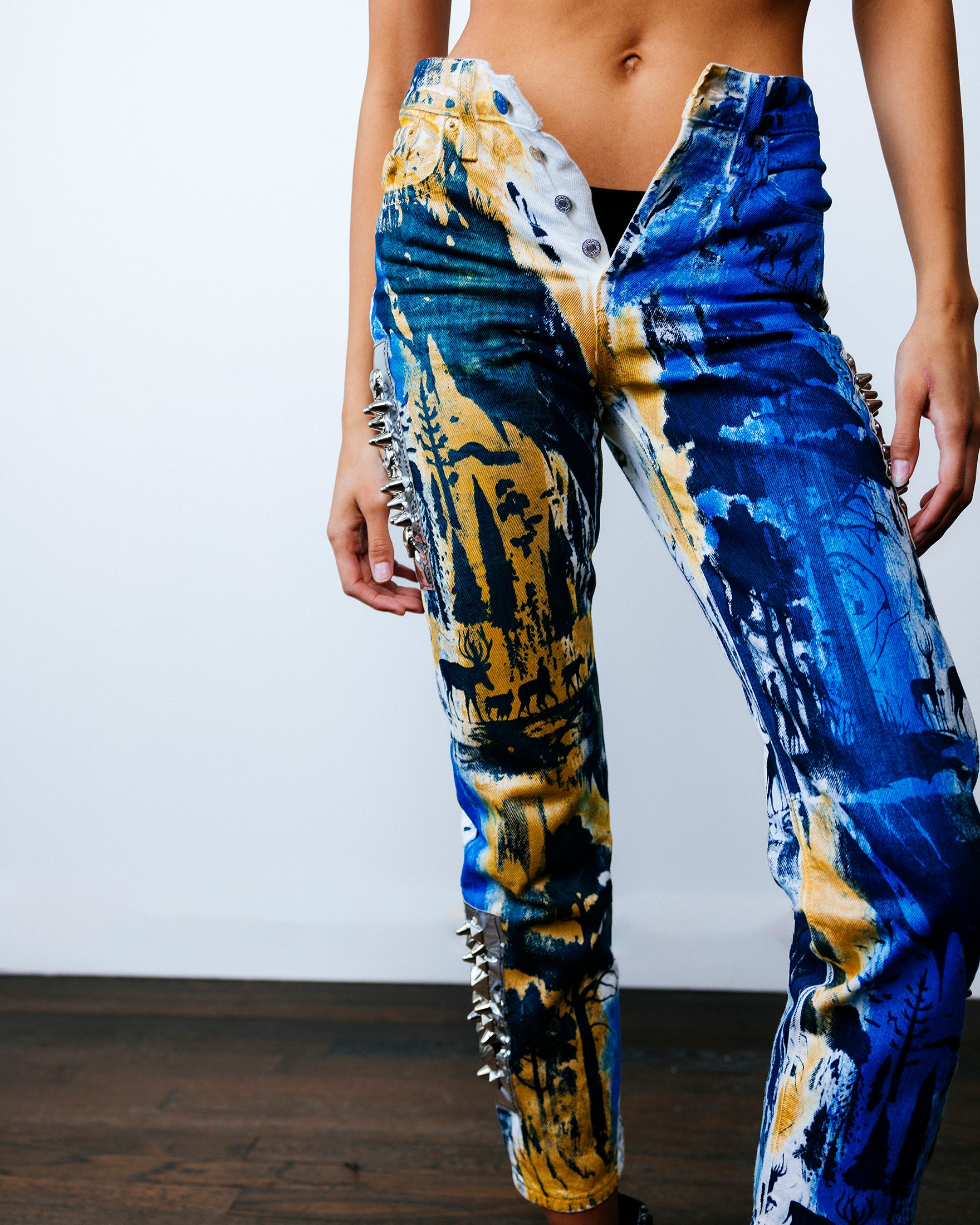 [ EZKATON ]★MOON CITY DENIM PANTS CONSTRUCTION DENIM - BLACK | Moonlight Mansion