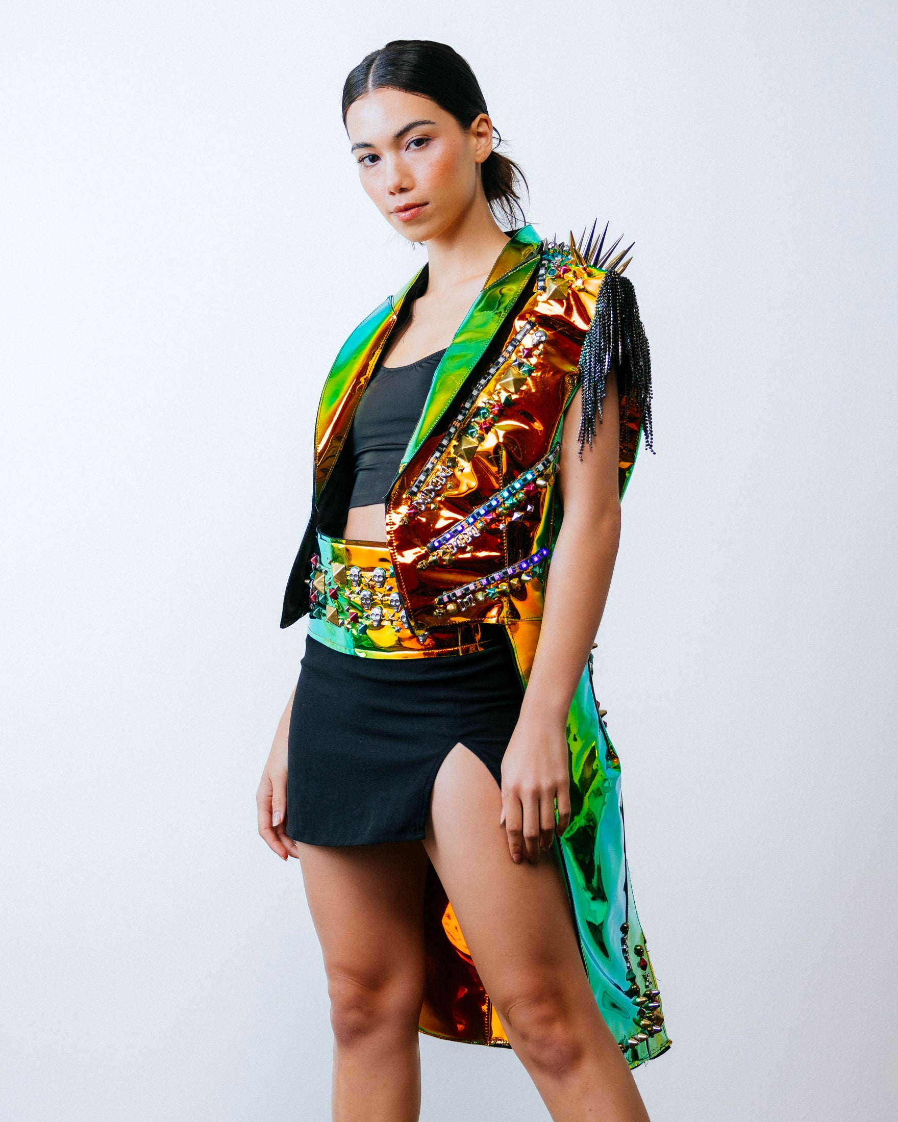 kuuuuu【Acka】tulle vest satin Sun-Chrome Tux Tails LED Vest – Tinsel Arcade