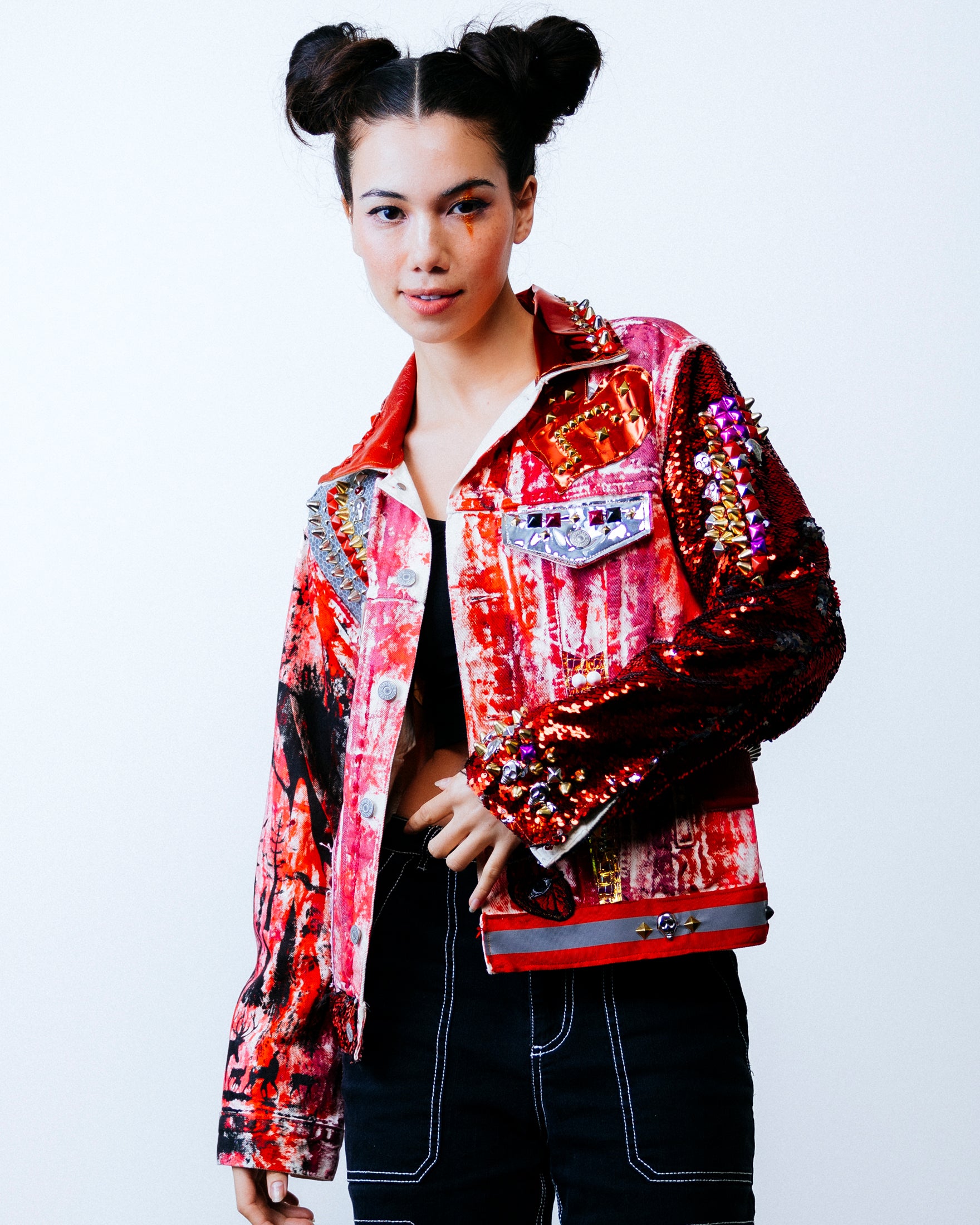 Neonite Denim Jacket - Red – Tinsel Arcade Neonite Denim Jacket - Red – Tinsel Arcade